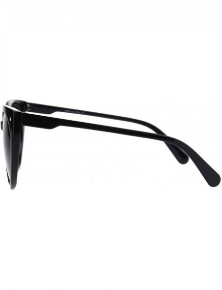 Round Retro Womens Round Oversize Color Mirror Cat Eye Sunglasses - All Black - C1185OOIDLK $12.02