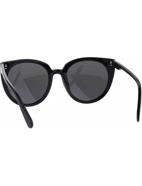 Round Retro Womens Round Oversize Color Mirror Cat Eye Sunglasses - All Black - C1185OOIDLK $12.02