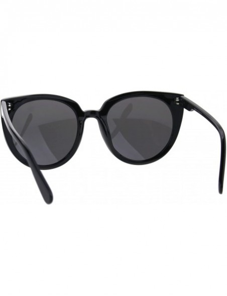 Round Retro Womens Round Oversize Color Mirror Cat Eye Sunglasses - All Black - C1185OOIDLK $12.02