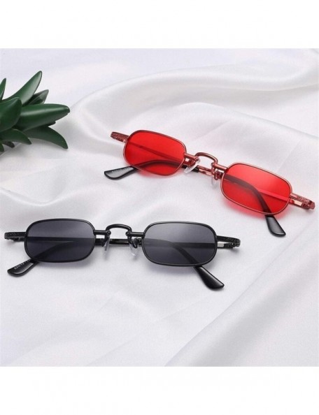 Square Vintage Small Square Steampunk Sunglasses Women Men Metal Frame Sun Glasses Female Retro Gothic - Blackgray - C7198U9I...