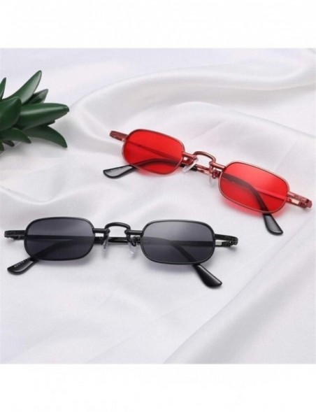 Square Vintage Small Square Steampunk Sunglasses Women Men Metal Frame Sun Glasses Female Retro Gothic - Blackgray - C7198U9I...