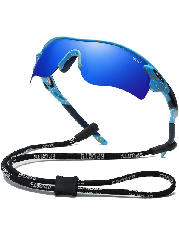 Oversized Polarized Sports Sunglasses for Men Women Baseball Running Cycling Golf Tr90 Durable and Ultralight Frame - Blue - ...