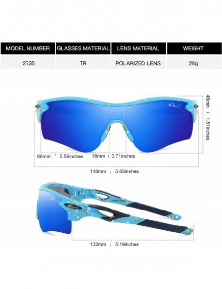 Oversized Polarized Sports Sunglasses for Men Women Baseball Running Cycling Golf Tr90 Durable and Ultralight Frame - Blue - ...