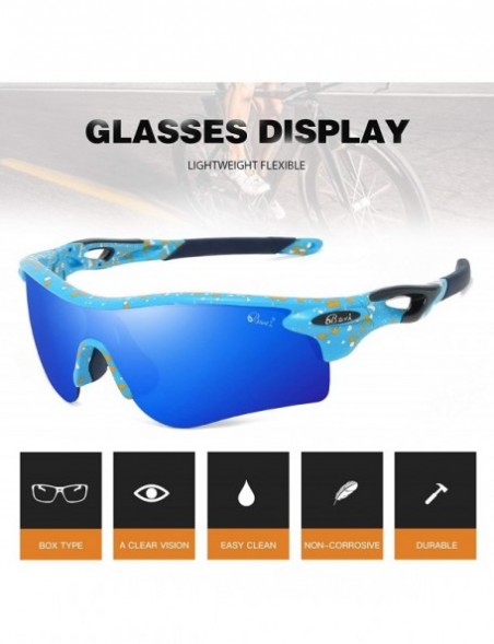 Oversized Polarized Sports Sunglasses for Men Women Baseball Running Cycling Golf Tr90 Durable and Ultralight Frame - Blue - ...