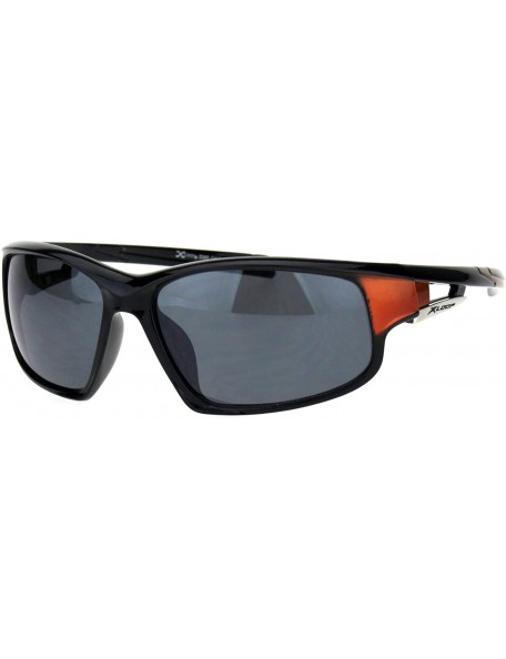 Rectangular Xloop Sunglasses Mens Wrap Around Rectangular Sporty Frame UV 400 - Black Orange - CA18OYWXM74 $8.45