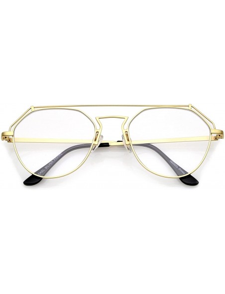 Aviator Modern Matte Metal Frame Open Metal Clear Flat Lens Aviator Eyeglasses 50mm - Gold / Clear - CG12O7MR8GU $12.31