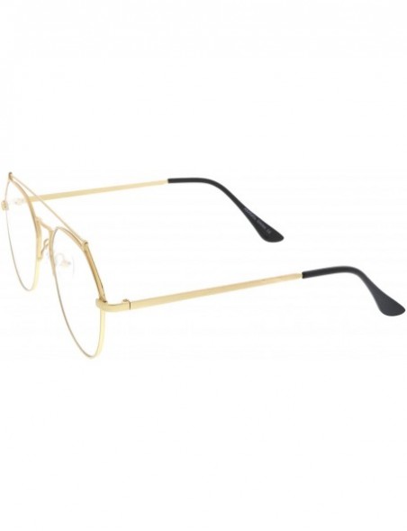 Aviator Modern Matte Metal Frame Open Metal Clear Flat Lens Aviator Eyeglasses 50mm - Gold / Clear - CG12O7MR8GU $12.31