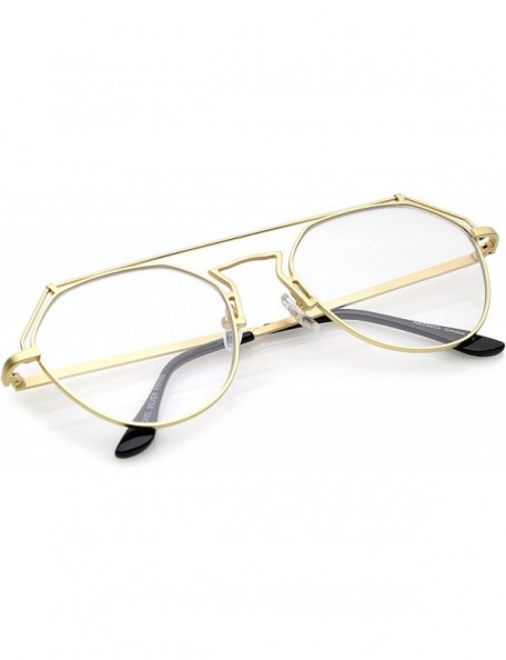 Aviator Modern Matte Metal Frame Open Metal Clear Flat Lens Aviator Eyeglasses 50mm - Gold / Clear - CG12O7MR8GU $12.31