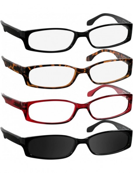 Square Reading Glasses Men Women Dura Tight - Black Tortoise Red Black Sun - CQ1880MICSA $16.14
