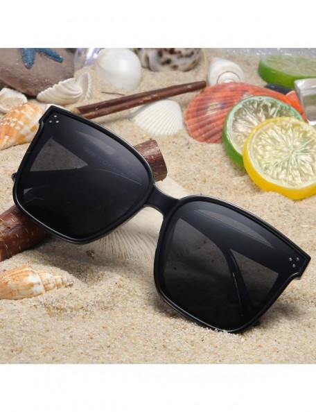 Oversized Oversized Square Polarized Sunglasses For Women With Rivets Retro Vintage UV Protection - CP1985M49Z2 $17.76