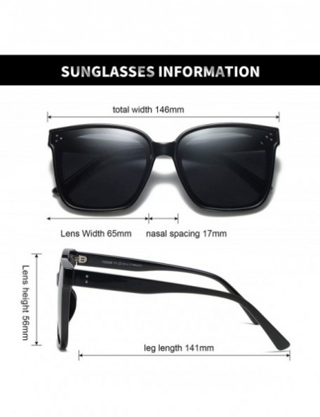 Oversized Oversized Square Polarized Sunglasses For Women With Rivets Retro Vintage UV Protection - CP1985M49Z2 $17.76