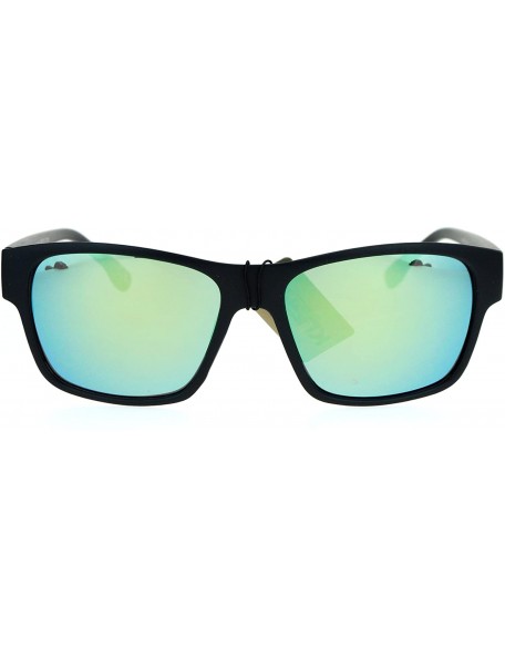Rectangular KUSH Sunglasses Square Rectangular Matte Black Mirror Lens UV 400 - Black Yellow (Yellow Mirror) - CV186NW9ICN $1...