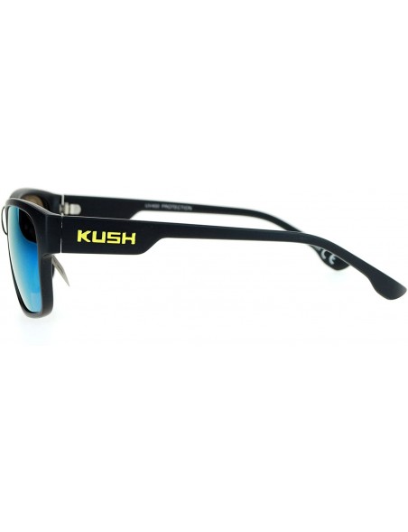 Rectangular KUSH Sunglasses Square Rectangular Matte Black Mirror Lens UV 400 - Black Yellow (Yellow Mirror) - CV186NW9ICN $1...