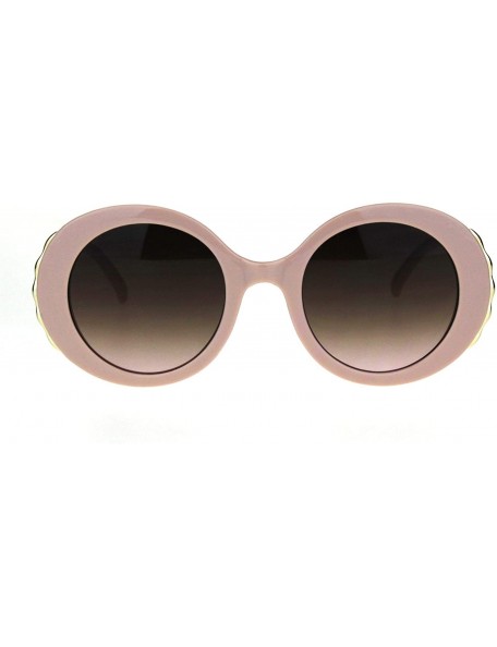 Oval Womens Retro Mod Thick Plastic Round Oval Plastic Sunglasses - Solid Beige Brown - C018K5959A4 $9.60