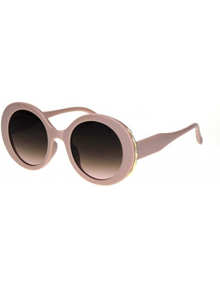 Oval Womens Retro Mod Thick Plastic Round Oval Plastic Sunglasses - Solid Beige Brown - C018K5959A4 $9.60