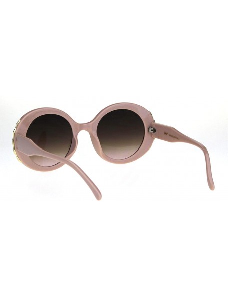 Oval Womens Retro Mod Thick Plastic Round Oval Plastic Sunglasses - Solid Beige Brown - C018K5959A4 $9.60