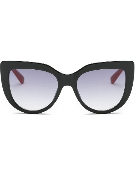 Oversized Women Retro Round Cat Eye UV Protection Fashion Sunglasses - Black - C218IRYY9UE $11.58