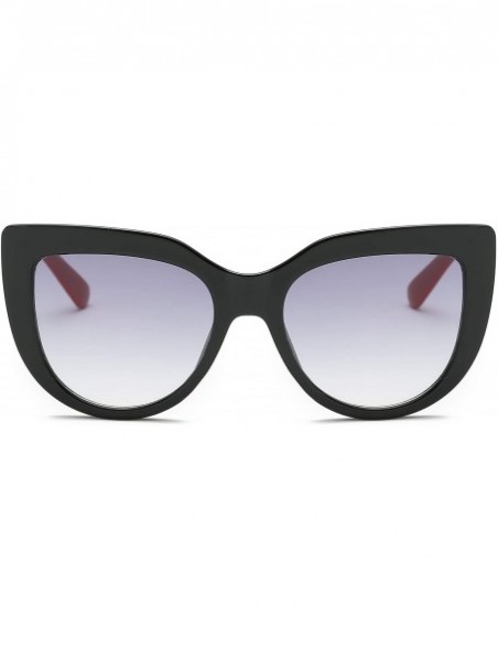 Oversized Women Retro Round Cat Eye UV Protection Fashion Sunglasses - Black - C218IRYY9UE $11.58