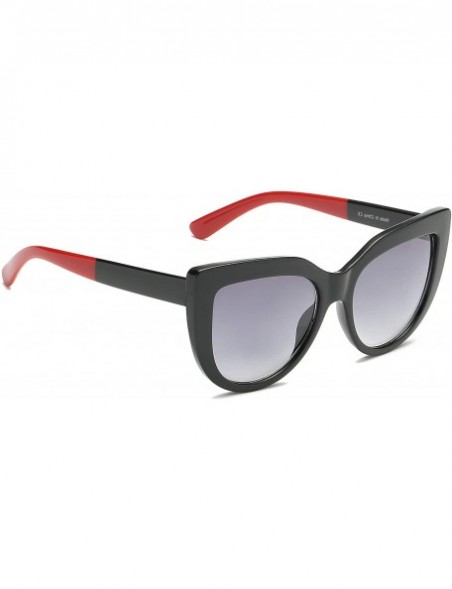 Oversized Women Retro Round Cat Eye UV Protection Fashion Sunglasses - Black - C218IRYY9UE $11.58