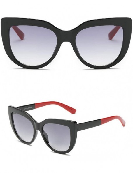 Oversized Women Retro Round Cat Eye UV Protection Fashion Sunglasses - Black - C218IRYY9UE $19.04