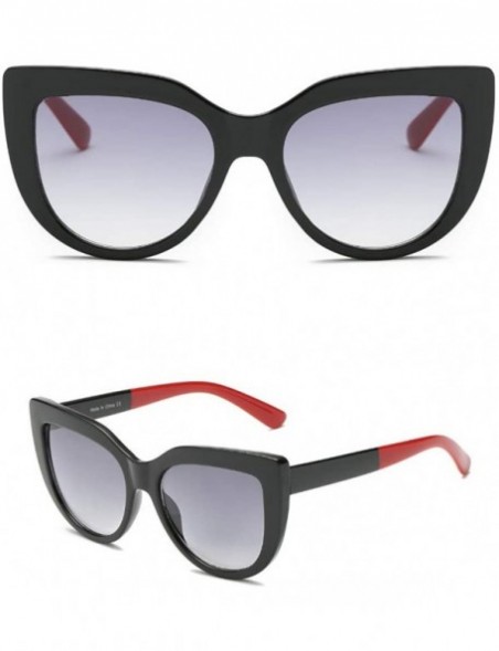 Oversized Women Retro Round Cat Eye UV Protection Fashion Sunglasses - Black - C218IRYY9UE $11.58