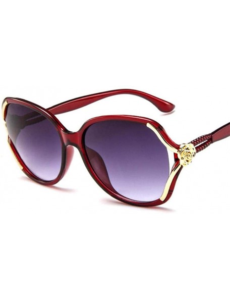 Oversized 2019 Flower Sunglasses Women Gradient Classic Vintage Ladies Oversized Sun Red - Red Wine - CT18Y2O8HZT $12.58