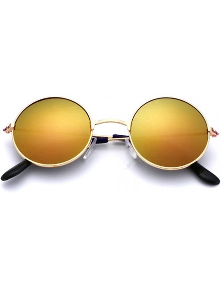Goggle Vintage Round Polarized Hippie Sunglasses for Men Women 8color Available - Tea Yellow - CA18H3RXMXO $8.77