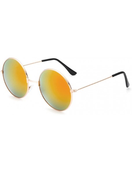 Goggle Vintage Round Polarized Hippie Sunglasses for Men Women 8color Available - Tea Yellow - CA18H3RXMXO $8.77