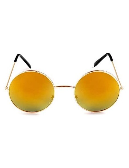 Goggle Vintage Round Polarized Hippie Sunglasses for Men Women 8color Available - Tea Yellow - CA18H3RXMXO $8.77