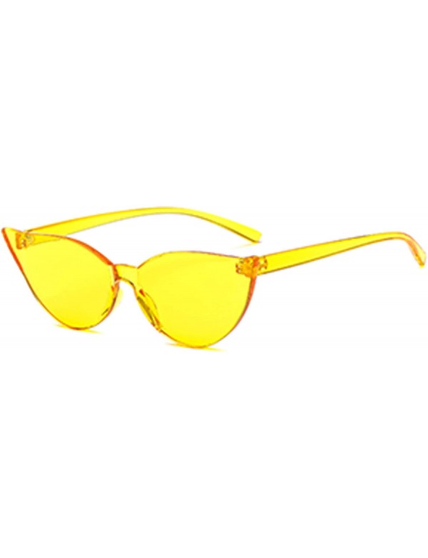 Rimless Fashion One Piece Rimless Clear Lens Color Candy Cat Eye Sunglasses - Yellow - C118K7HHREG $10.07