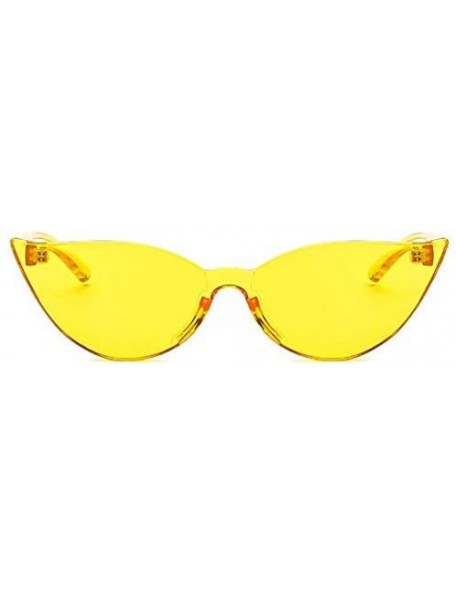 Rimless Fashion One Piece Rimless Clear Lens Color Candy Cat Eye Sunglasses - Yellow - C118K7HHREG $10.07