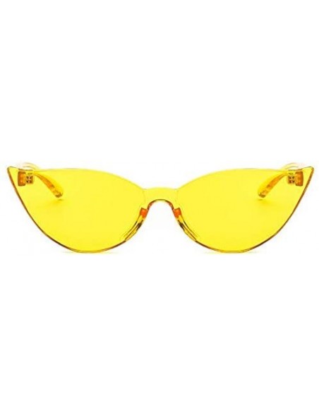 Rimless Fashion One Piece Rimless Clear Lens Color Candy Cat Eye Sunglasses - Yellow - C118K7HHREG $10.07