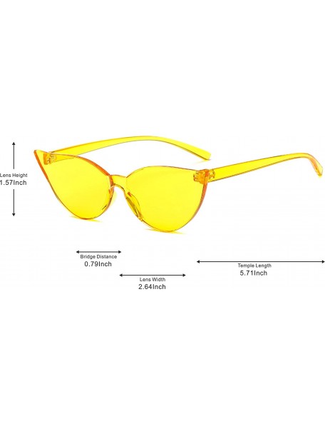 Rimless Fashion One Piece Rimless Clear Lens Color Candy Cat Eye Sunglasses - Yellow - C118K7HHREG $10.07