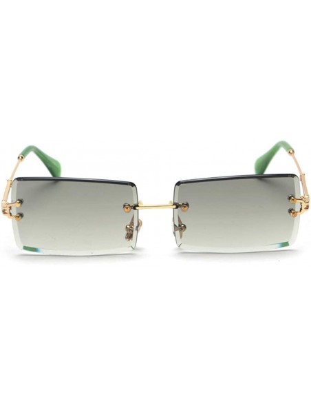Square Fashion Rimless Sunglasses Women Accessories Rectangle Female Sun Glasses Green Black Brown Square Eyewear - CC18T9XGS...