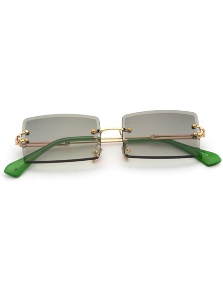 Square Fashion Rimless Sunglasses Women Accessories Rectangle Female Sun Glasses Green Black Brown Square Eyewear - CC18T9XGS...