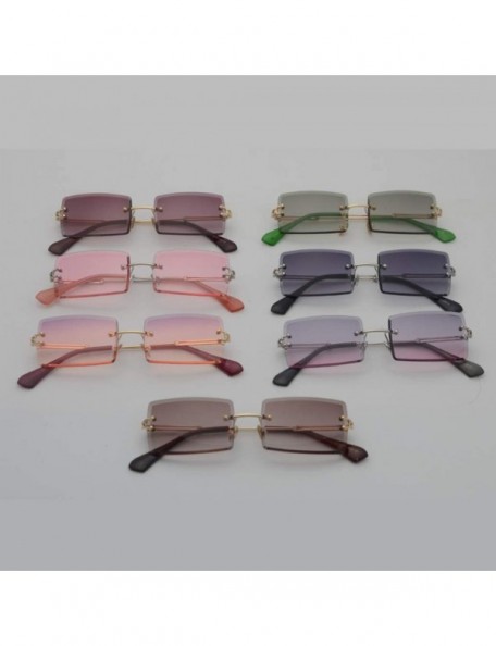 Square Fashion Rimless Sunglasses Women Accessories Rectangle Female Sun Glasses Green Black Brown Square Eyewear - CC18T9XGS...