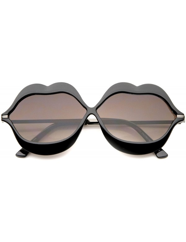 Oversized Oversize Lip Shape Frame Metal Temples Gradient Lens Novelty Sunglasses 63mm - Black-gunmetal / Lavender - CX12MYV0...