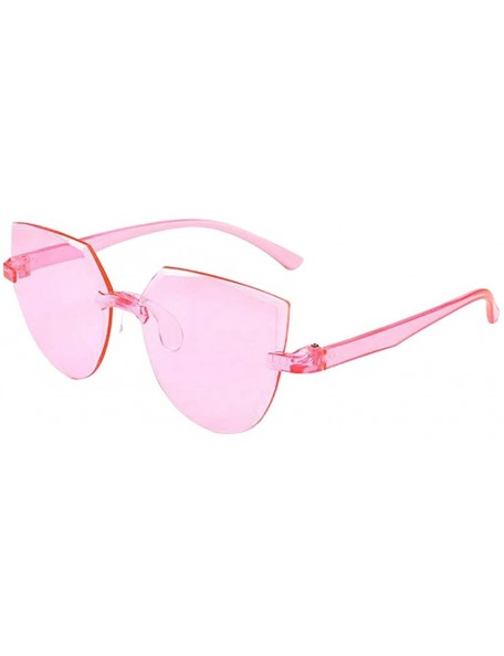 Oversized Frameless Multilateral Shaped Sunglasses One Piece Jelly Candy Colorful Unisex - D - C2190G74T2W $7.76