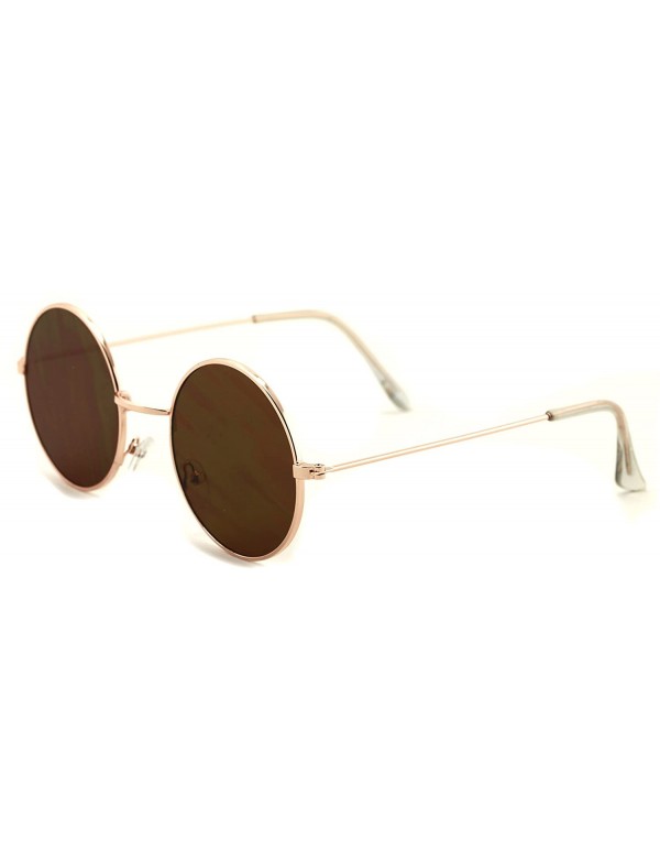 Round Casual Fashion Medium Round Circle Near Flat Lens Sunglasses Thin Frame Unisex - Gold - CT12N2CV6SS $11.97