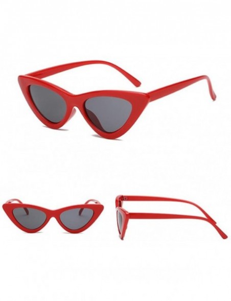 Cat Eye 2pieces Vintage Fashion Cat Eye Sun Glasses For Women UV400 Ladies Sunglasses - Red and Purple - C9198ZIOTRH $11.52