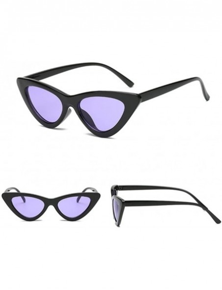 Cat Eye 2pieces Vintage Fashion Cat Eye Sun Glasses For Women UV400 Ladies Sunglasses - Red and Purple - C9198ZIOTRH $11.52