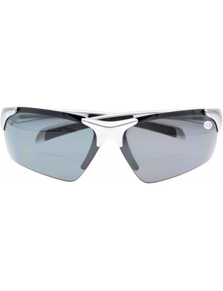 Sport Bifocal Sunglasses with Wrap-Around Sport Design Half Frame for Men and Women - Silver - C718C3LYSI8 $13.57