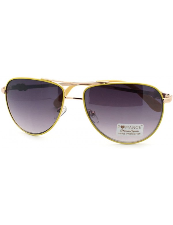 Aviator Women's Aviator Sunglasses Classic Color Metal Aviators - Yellow - CF11S0WHSON $12.23