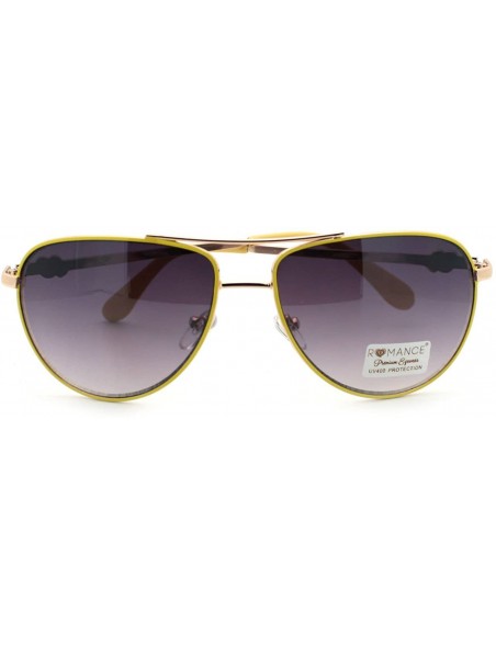 Aviator Women's Aviator Sunglasses Classic Color Metal Aviators - Yellow - CF11S0WHSON $12.23