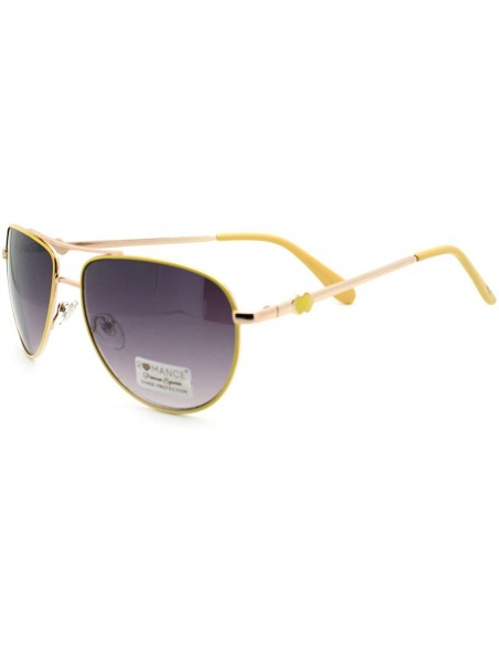 Aviator Women's Aviator Sunglasses Classic Color Metal Aviators - Yellow - CF11S0WHSON $12.23