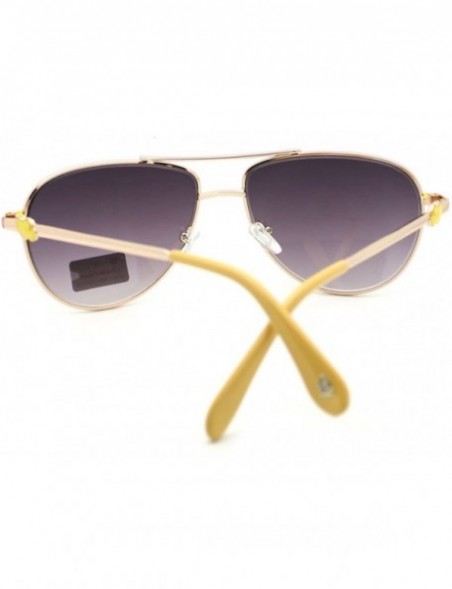Aviator Women's Aviator Sunglasses Classic Color Metal Aviators - Yellow - CF11S0WHSON $12.23