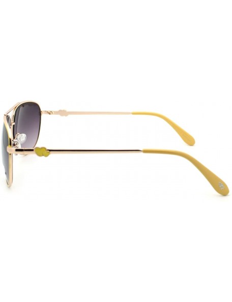 Aviator Women's Aviator Sunglasses Classic Color Metal Aviators - Yellow - CF11S0WHSON $12.23