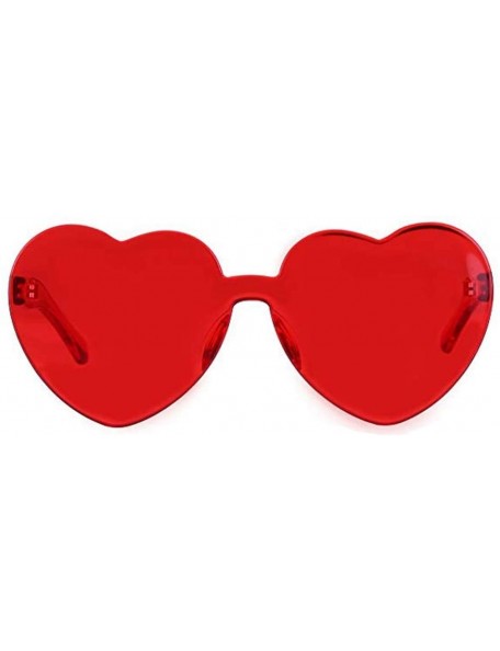 Rimless Heart Shape Party Sunglasses Frameless Glasses Eyewear (Red) - Red - C218T7OGT6D $11.64