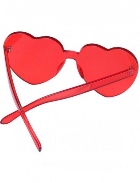 Rimless Heart Shape Party Sunglasses Frameless Glasses Eyewear (Red) - Red - C218T7OGT6D $11.64