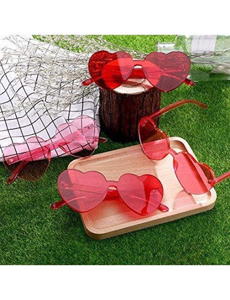 Rimless Heart Shape Party Sunglasses Frameless Glasses Eyewear (Red) - Red - C218T7OGT6D $11.64